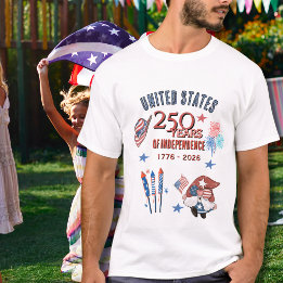T-Shirt USA 250e anniversaire Gnome Classique Lége
