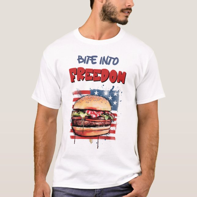 T-shirt USA 4 juillet Burgers Grill, Chill & Celebration (Devant)