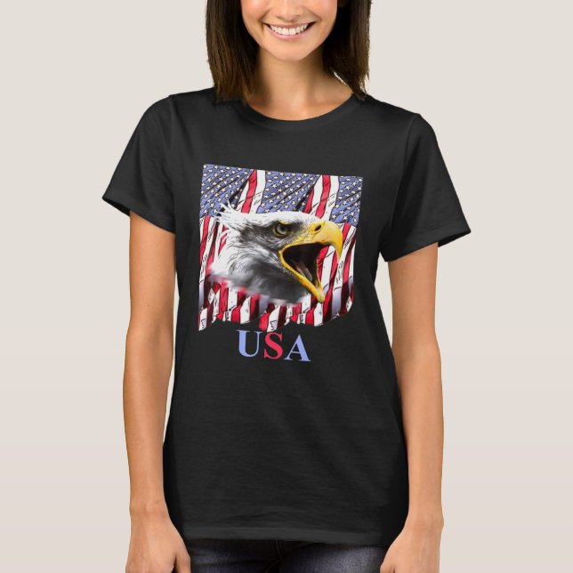 T-shirt Usa 4 juillet hurle Aigle (Devant)