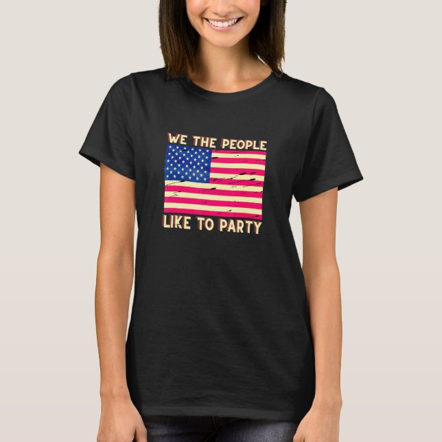 T-shirt Usa - 4 juillet-Nous Les Gens Aiment Party-Amer (Devant)