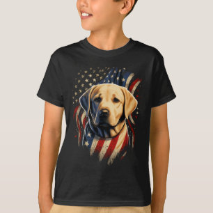 T-shirt Usa 4 juillet Patriotique Jaune Amérique Labrador