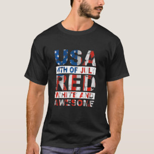T-shirt Usa 4 juillet Rouge Blanc Et Drapeau Américain