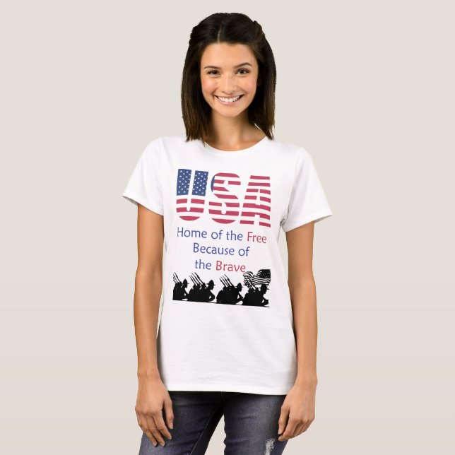 T-shirt USA - Accueil des Libres à cause des Braves (Devant entier)