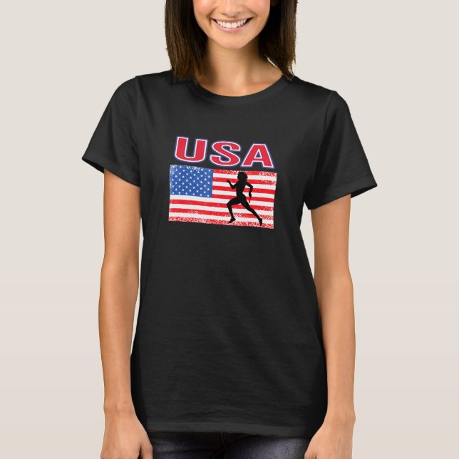 T-shirt Usa Aime Les Jeux D'Été Sur Piste Et Sur Le Terrai (Devant)