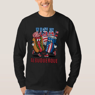 T-shirt USA Albuquerque Hotdog and Soda Cartoon