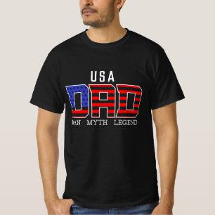 T-shirt USA American DAD RED Blanc Bleu Fête des pères Noi