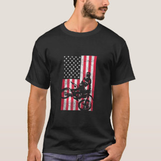 T-shirt USA American Flag Dirt Bike Rouge Blanc Bleu 4e