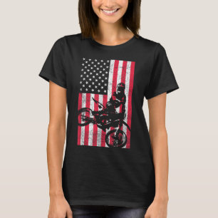 T-shirt USA American Flag Dirt Bike Rouge Blanc Bleu 4e