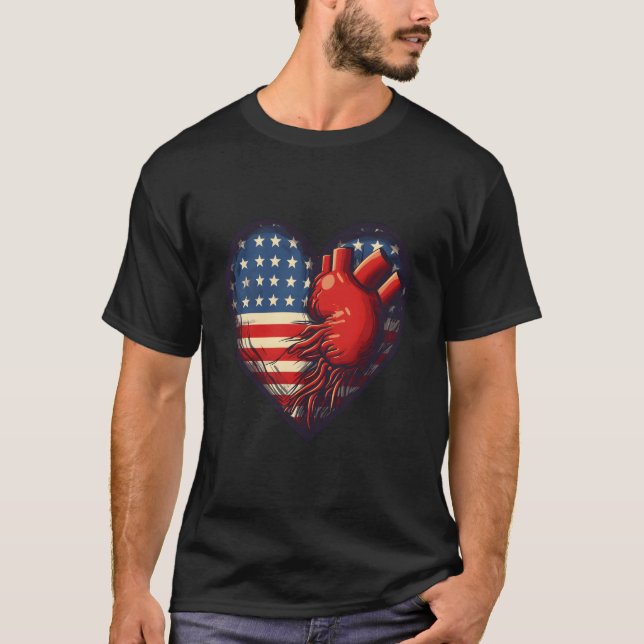 T-shirt Usa American Flag He Fourth Of July (Devant)