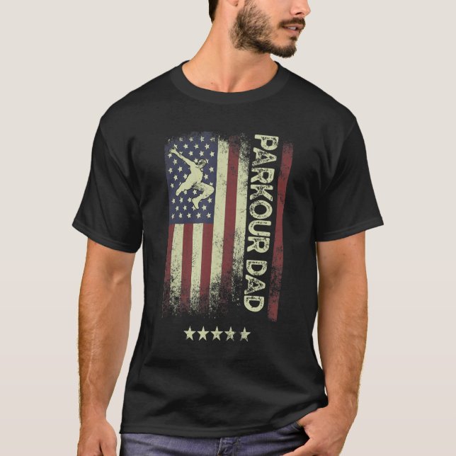 T-shirt USA American Flag  Parkour Dad 1 (Devant)