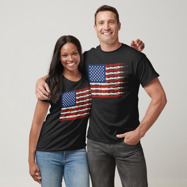 T-shirt USA American Flag Shield Patriotic  (Unisexe)