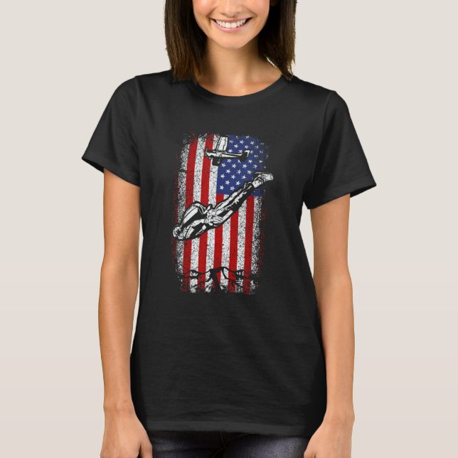 T-shirt Usa American Flag Skydiving 4th Of July (Devant)