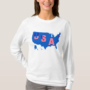 T-shirt USA American Patriotic Map/ Drapeau Étoiles et ray