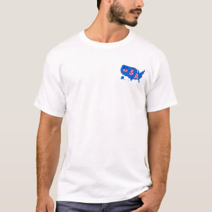T-shirt USA American Patriotic Map/ Drapeau Étoiles et ray