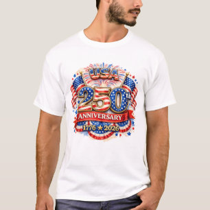 T-shirt USA Amérique 250e Anniversaire Aquarelle Patriotiq