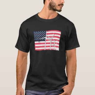 T-shirt USA Amérique Drapeau énergie éolienne Turbine