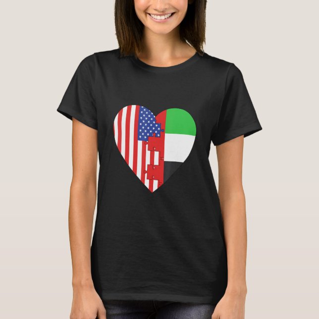 T-shirt USA and Arab Emirates Flags Heart (Devant)