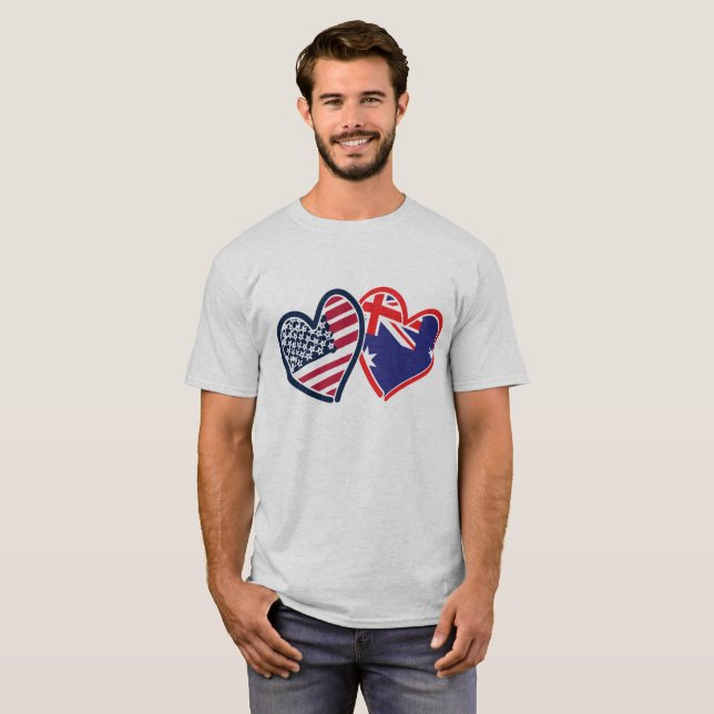 T-shirt USA Australie Amour (Devant entier)