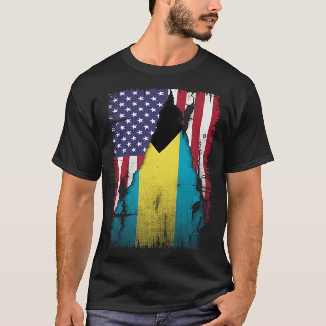 T-shirt USA Bahamas Flag Distressed Bahamian Pride (Devant)