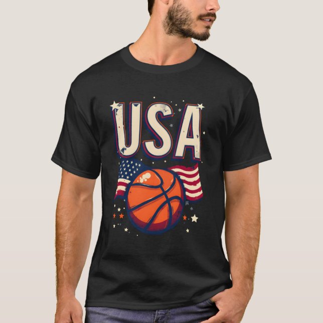 T-shirt USA Basketball Vintage Design funny (Devant)