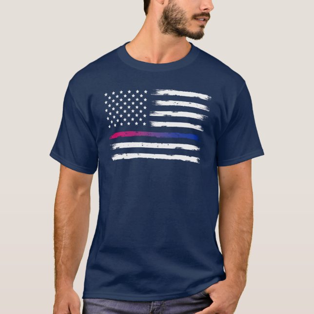 T-shirt USA Bisexual Pride Ligne mince Vintage (Devant)