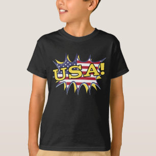 T-shirt USA Boom Pop Pow drapeau étoile éclate