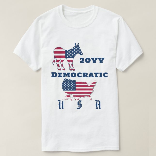 T-shirt USA Carte du drapeau Parti démocratique Donkey Ele (Design devant)