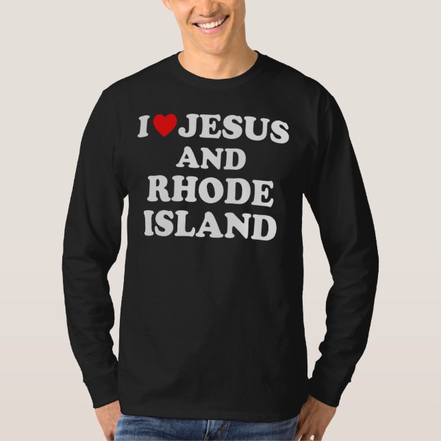 T-shirt Usa Carte Fier Chrétien J'Aime Jésus Et Rhode Est (Devant)