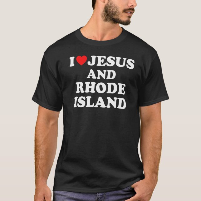 T-shirt Usa Carte Fier Chrétien J'Aime Jésus Et Rhode Est (Devant)