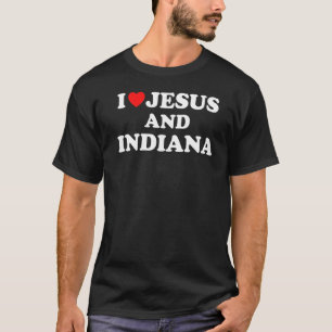 T-shirt Usa Carte Fier Christian I Love Jesus And Indiana