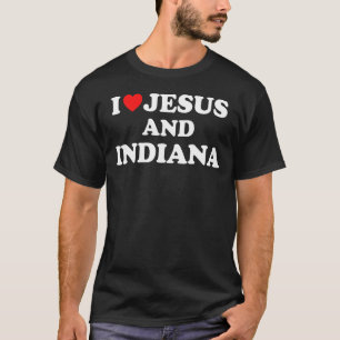 T-shirt Usa Carte Fier Christian I Love Jesus And Indiana