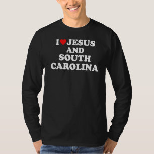 T-shirt Usa Carte Fier Christian I Love Jesus Et Carolina
