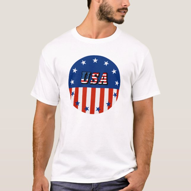 T-shirt USA - Drapeau américain et étoiles en cercle (Devant)