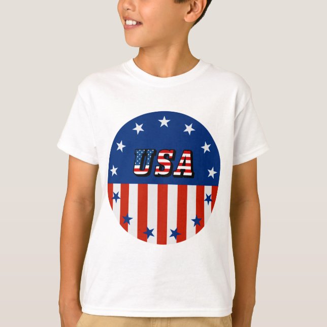 T-shirt USA - Drapeau américain et étoiles en cercle (Devant)