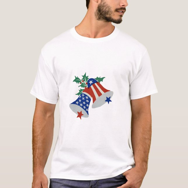 T-shirt USA Drapeau American Patriotic Christmas Bells Art (Devant)