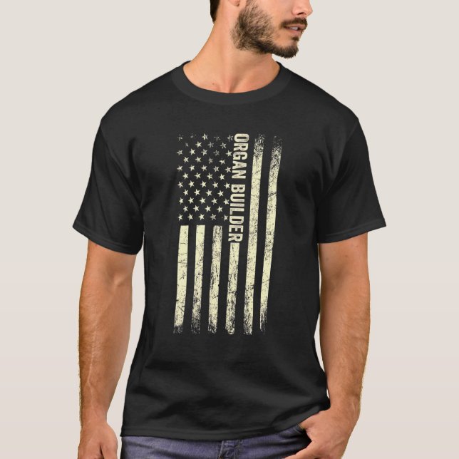 T-shirt Usa Drapeau Construction d'un orgue Fière construc (Devant)