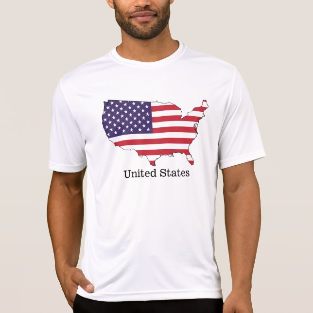T-shirt USA Drapeau et carte Souvenir Design (Devant)