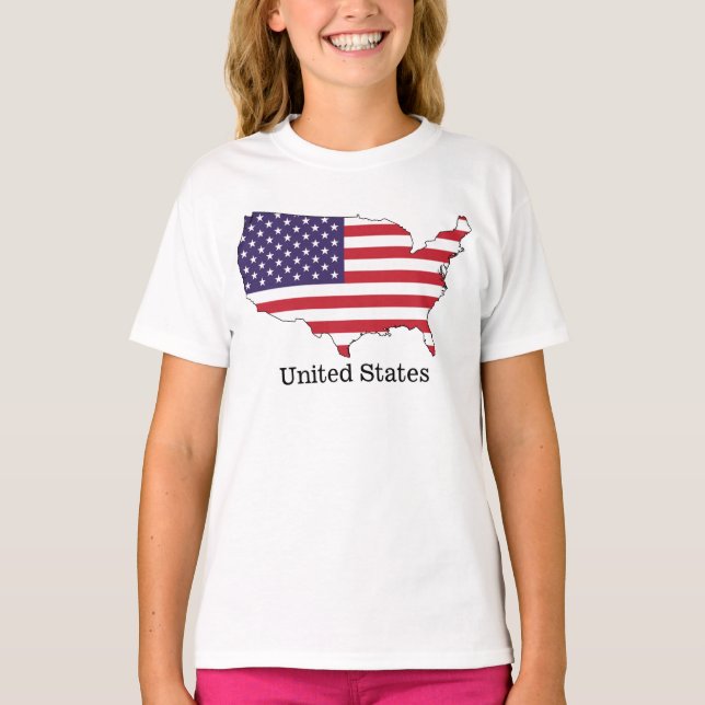 T-shirt USA Drapeau et carte Souvenir Design (Devant)
