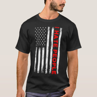 T-shirt USA Drapeau Je Déteste Les Gens 4 juillet Patrioti