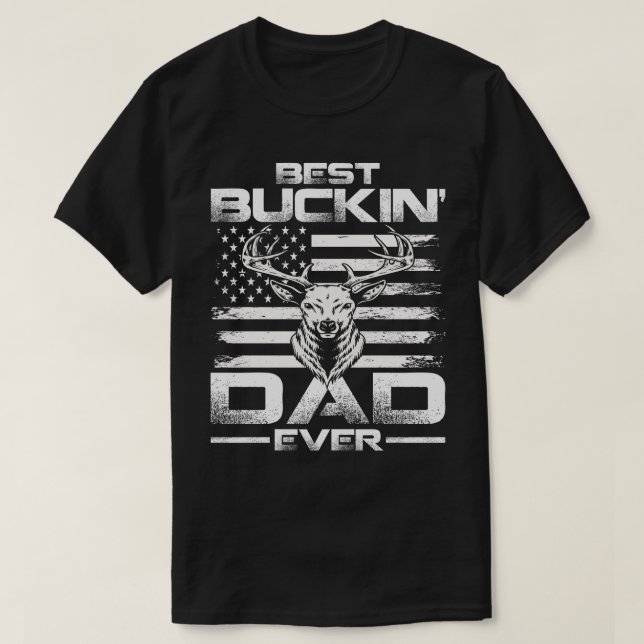 T-shirt USA Drapeau meilleur Buckin' Papa Jamais Chasse au (Design devant)