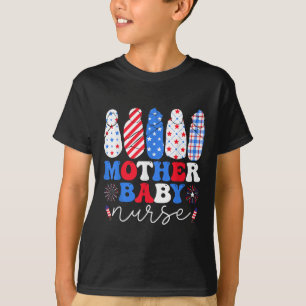 T-shirt Usa Drapeau Patriotique Mère bébé Infirmière Firew
