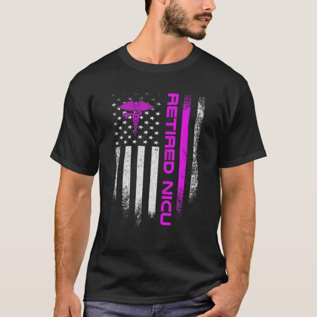 T-shirt USA Drapeau Retraité NICU Infirmière NICU NONatal  (Devant)