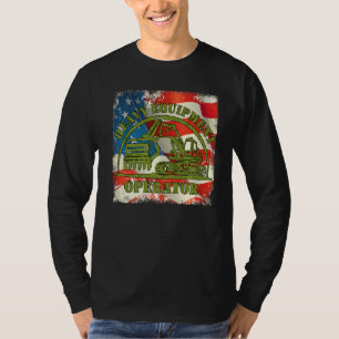 T-shirt Usa Drapeau Us Équipement Lourd Excavateur Opérate