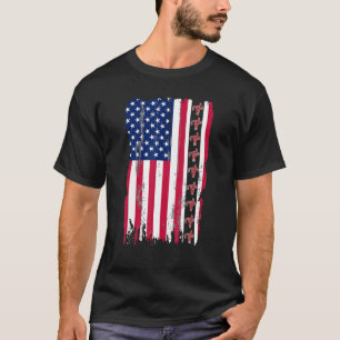 T-shirt Usa Drapeau Uterus montre le doigt médian Feminist