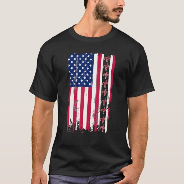 T-shirt Usa Drapeau Uterus montre le doigt médian Feminist (Devant)