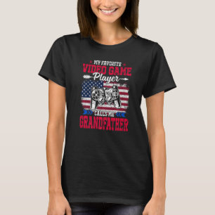 T-shirt Usa Drapeau Vidéo Joueur Me Appelle Grand-Père 4t