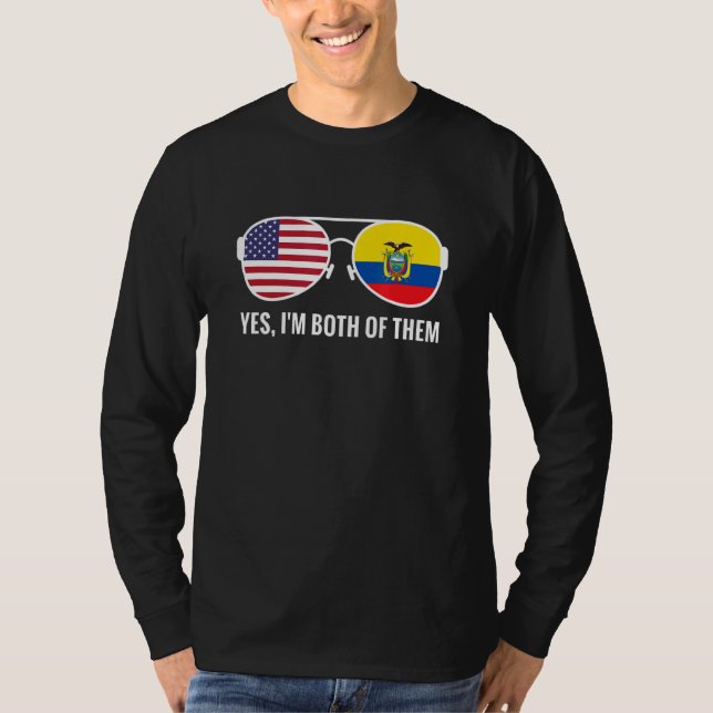 T-shirt Usa Ecuador Lunettes de soleil drapeau Equatoriens (Devant)