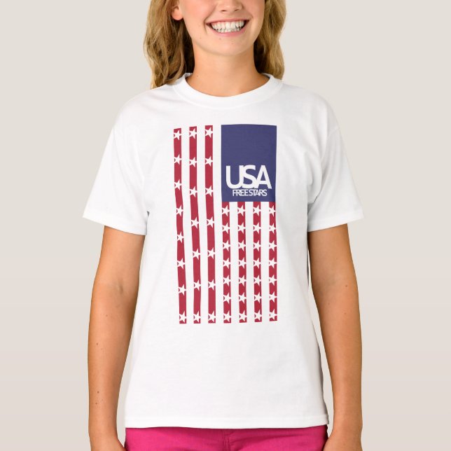 T-SHIRT USA/EEUU FREE STARS FLAG BY MASANSER PIXELAT (Devant)