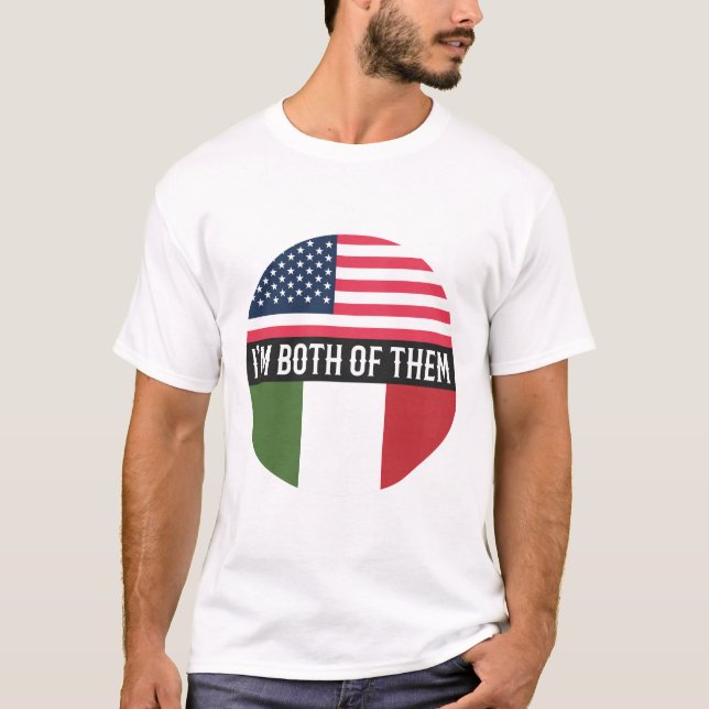 T-SHIRT USA ET ITALIE DRAPEAUX JE SUIS TOUS LES DEUX (Devant)