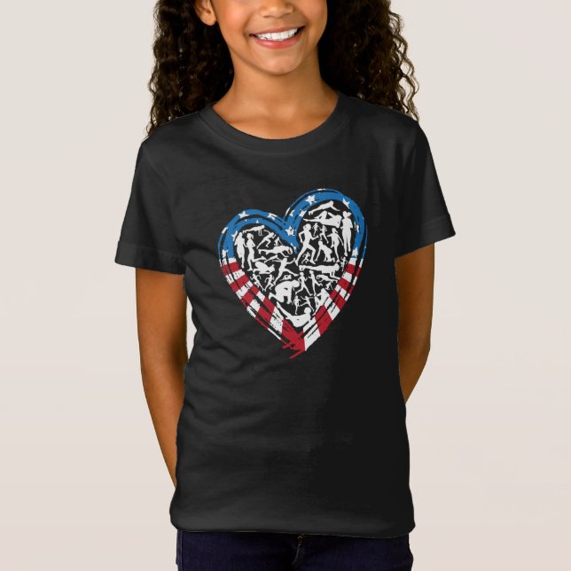 T-Shirt USA Flag American Runner - Runt Heart (Devant)